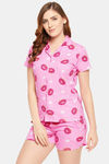 Clovia Cotton Shorts Set - Pink — thumbnail 3