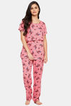 Clovia Rayon Pyjama Set - Peach — thumbnail 1