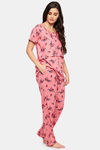 Clovia Rayon Pyjama Set - Peach — thumbnail 2