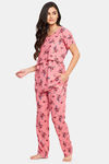 Clovia Rayon Pyjama Set - Peach — thumbnail 3