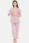 Clovia Rayon Pyjama Set - Pink — thumbnail 1