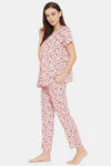 Clovia Rayon Pyjama Set - Pink — thumbnail 3