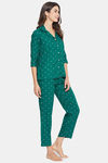 Clovia Rayon Pyjama Set - Green — thumbnail 2