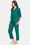 Clovia Rayon Pyjama Set - Green — thumbnail 3