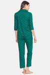 Clovia Rayon Pyjama Set - Green — thumbnail 4