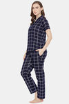 Clovia Cotton Pyjama Set - Blue — thumbnail 3