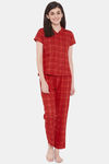Clovia Cotton Pyjama Set - Red — thumbnail 1