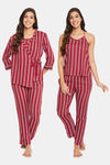 Clovia Rayon Pyjama Set - Maroon — thumbnail 1