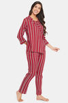 Clovia Rayon Pyjama Set - Maroon — thumbnail 3