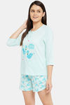 Clovia Cotton Shorts Set - Blue — thumbnail 3