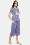 Clovia Cotton Capri Set - Blue — thumbnail 2
