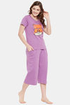 Clovia Cotton Capri Set - Purple — thumbnail 2
