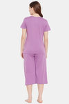 Clovia Cotton Capri Set - Purple — thumbnail 4