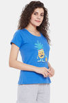 Clovia Cotton Loungewear Top - Blue — thumbnail 2