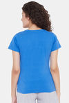 Clovia Cotton Loungewear Top - Blue — thumbnail 4