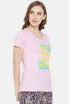 Clovia Cotton Loungewear Top - Pink — thumbnail 2