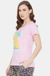 Clovia Cotton Loungewear Top - Pink — thumbnail 3