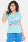 Clovia Cotton Loungewear Top - Green — thumbnail 1