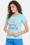 Clovia Cotton Loungewear Top - Green — thumbnail 3