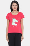 Clovia Cotton Loungewear Top - Pink — thumbnail 1