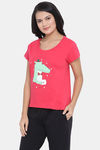 Clovia Cotton Loungewear Top - Pink — thumbnail 2
