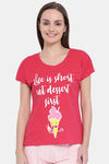 Clovia Cotton Loungewear Top - Pink — thumbnail 1