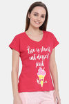 Clovia Cotton Loungewear Top - Pink — thumbnail 2
