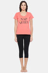 Clovia Cotton Loungewear Top - Pink — thumbnail 4