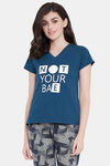 Clovia Cotton Loungewear Top - Blue — thumbnail 1