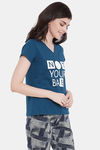 Clovia Cotton Loungewear Top - Blue — thumbnail 2
