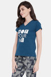 Clovia Cotton Loungewear Top - Blue — thumbnail 3