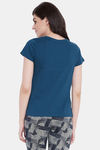 Clovia Cotton Loungewear Top - Blue — thumbnail 4