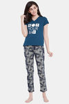 Clovia Cotton Loungewear Top - Blue — thumbnail 5