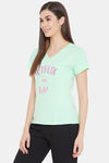 Clovia Cotton Loungewear Top - Green — thumbnail 3