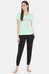 Clovia Cotton Loungewear Top - Green — thumbnail 5