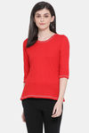 Clovia Cotton Loungewear Top - Red — thumbnail 1