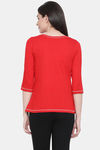 Clovia Cotton Loungewear Top - Red — thumbnail 4