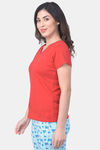 Clovia Cotton Loungewear Top - Red — thumbnail 3