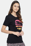 Clovia Cotton Loungewear Top - Black — thumbnail 2