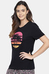 Clovia Cotton Loungewear Top - Black — thumbnail 3