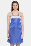 Clovia Satin Ankle Length Nightwear Set - Blue — thumbnail 3