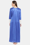 Clovia Satin Ankle Length Nightwear Set - Blue — thumbnail 6