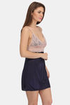 Clovia Satin Knee Length Nightwear + Robe - Blue — thumbnail 2