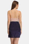 Clovia Satin Knee Length Nightwear + Robe - Blue — thumbnail 4