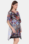 Clovia Nylon Knee Length Nightdress - Black — thumbnail 2