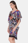 Clovia Nylon Knee Length Nightdress - Black — thumbnail 3