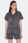 Clovia Satin Shorts Set - Black — thumbnail 1