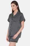 Clovia Satin Shorts Set - Black — thumbnail 2