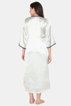 Clovia Satin Knee Length Nightwear + Robe - Green — thumbnail 4