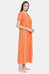 Clovia Cotton Full Length Nightdress - Orange — thumbnail 3